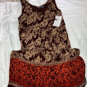 Floral Brown and Orange Maxi Dress and Cover Up